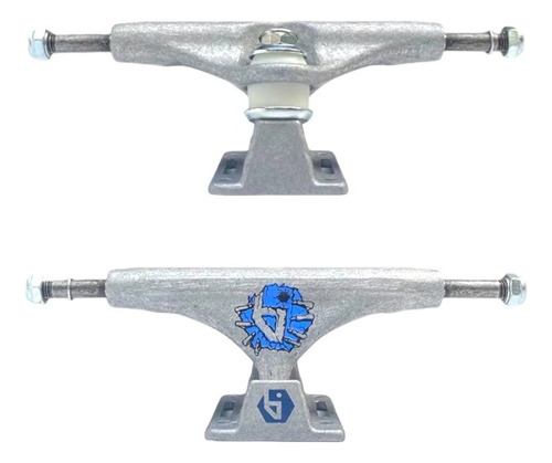 Truck Para Skate - Obi Logo 139mm - Prata/ Azul