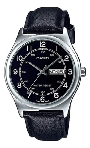 Reloj Casio Caballero Mtp-v006l-1b2udf / Con Fecha/ De Cuero