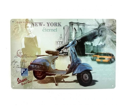 Chapa Retro  New York  20 X 30 Cm - Adorno -decoración Hogar