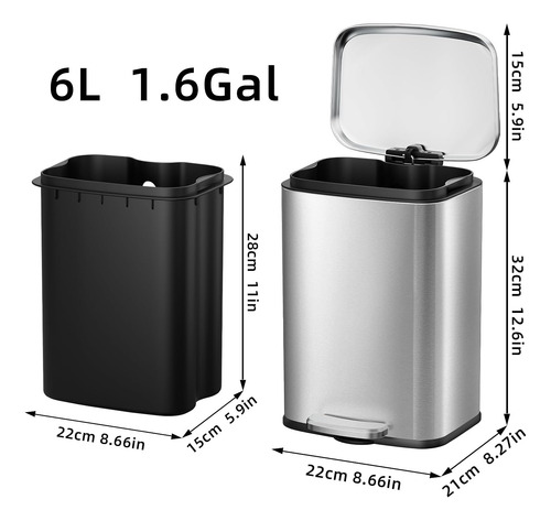 Kuk 16 Galones De Basura Pequeña De Baños Con Tapa, Balaje