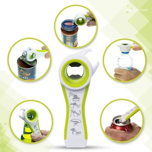 Imagen 2 de 6 de Abrebotellas Multifunción 5 En 1 - Latas Botellas Conservas
