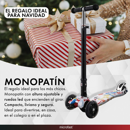 Monopatín Infantil Plegable Graffiti 4 Ruedas Luces Led Niño