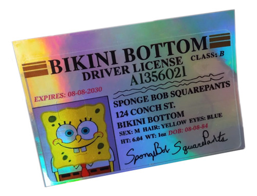 Sticker Adhesivo Holográfico Sponge Bob P/tarjeta Debito