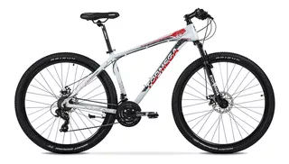 Mountain bike TopMega MTB Sunshine 2023 R29 L 21v frenos de disco mecánico cambios Shimano Tourney TY300 y Shimano Tourney TZ510 color gris/rojo/negro