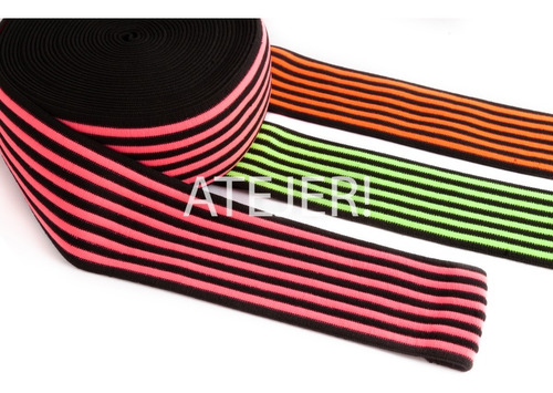 Imagen 5 de 5 de Elástico Rayado Fluo Fb I21 De 75mm X 10 Mts Ideal Cotillón