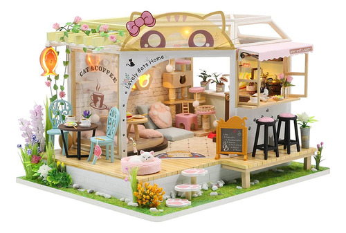 Casa De Muñecas Miniatura Con Muebles Y Kit De Madera Par