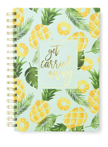 Cuaderno De Lámina Dorada Y Piña &#39;déjate Llevar&...