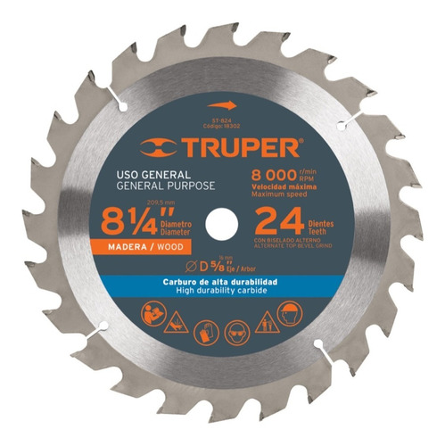 Sierra Circular Truper P/madera 8.1/4 X24 Dts. #st-824