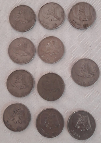 11 Monedas De 1 Peso Morelos 1975, 1978, 1980