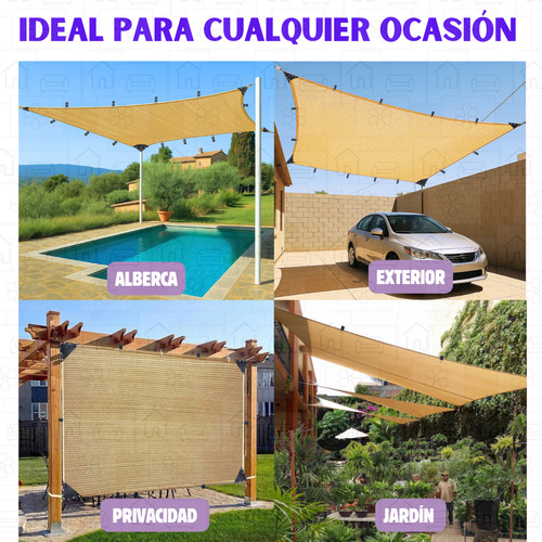 Malla Sombra Reforzada Beige 3x5 M Protección 90% Inmatmex
