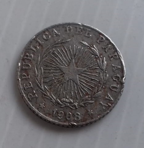 Paraguay 5 Centavos Año 1908 Moneda Cuproniquel Km# 9