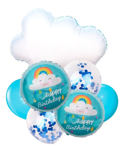 Globo Cumpleaños Nube Set X 7 Piezas