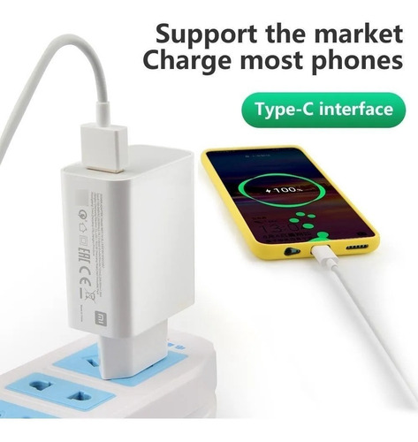 Imagen 2 de 5 de Cargador Rapido 20w Xiaomi Redmi + Cable Usb Tipo C 1m