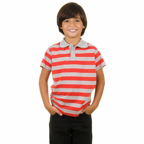 Camisa Polo Infantil Cinza Listrada Colombo Kids