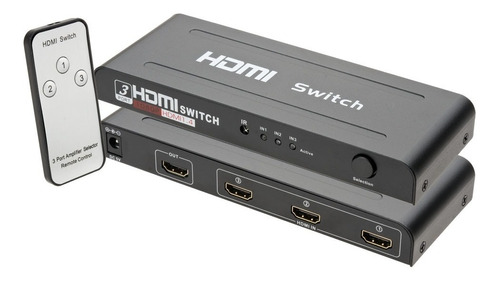 Switch Chave Seletora Hdmi 3x1 3d Full Hd 1080p Metal