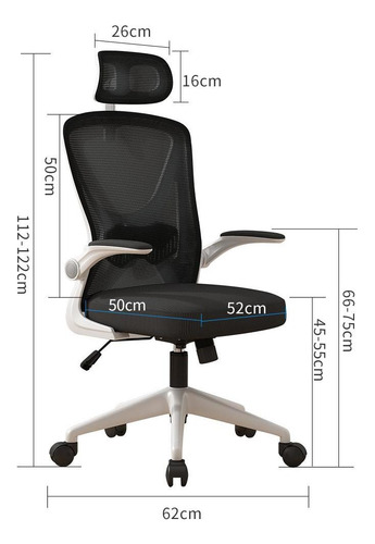 Silla Escritorio Ergonomica Reposa Cabeza Lumbar Ajustable Blanco/negro Algodón