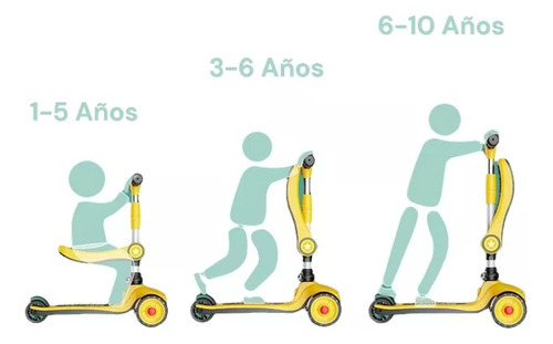 Scooter Monopatín Incluye Asiento Ajustable Luz Led