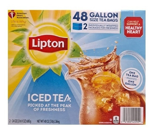Lipton Iced Tea 48 Bags Para 48 Gallones Size Tea Bags