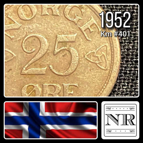 Noruega - 25 Ore - Año 1952 - Km #401 - Monograma Coronado