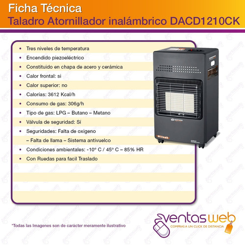Imagen 3 de 4 de Estufa Infrarroja Garrafa Garrafera Portatil Gas Envasado