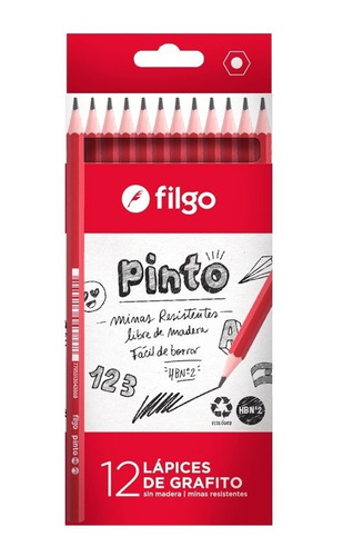 Lapices Filgo Pinto Grafito Hb Nº2 Escolar Caja X12