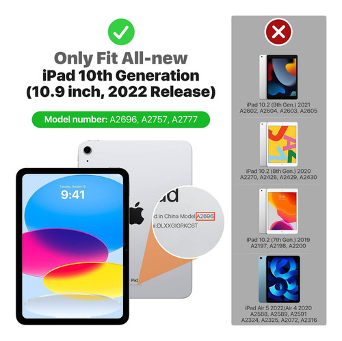 Moko Funda Para iPad De 10ª Generación 2022,10.9 Celeste