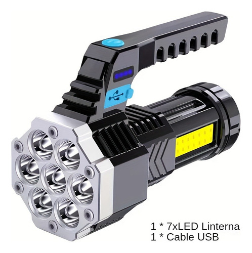 Linterna Led De Alta Luminosidad Con Carga Usb Color Negro