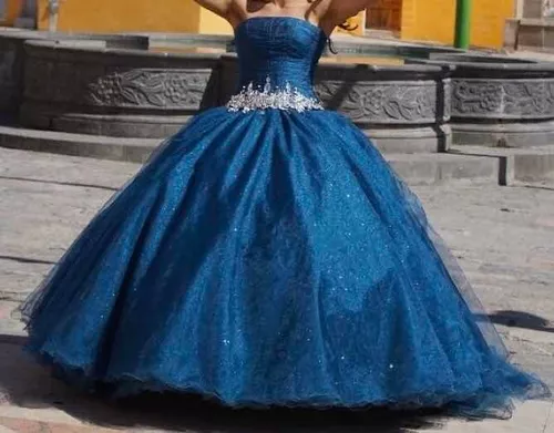 Vestido De Xv Años , Color Petróleo , Con Crinolina. en venta en Puebla  Puebla por sólo $ 11,  Mexico