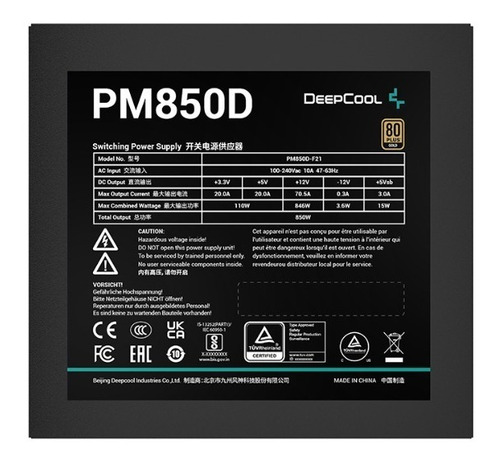 Imagen 7 de 10 de Fuente Deepcool Pm750d 750w Certificada 80 Plus Gold - Oro