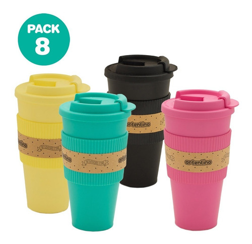 Imagen 1 de 10 de Pack 8 Vaso Térmico Jarro Taza Faja Silicona Frio Calor