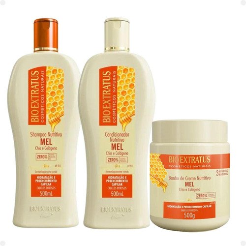 Kit Nutritivo Bio Extratus Mel Chia E Colágeno Com 3 500g
