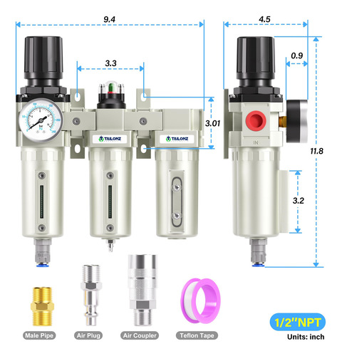 Sistema De Secado De Aire Industrial 0-16,5 Bar Npt 1/2 PuLG