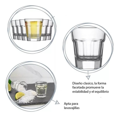 Set para beber Shot Dover, 45 ml, 6 piezas, vodka y tequila Set 6 Vasos Shot Tequilero Pocillo Vasos Shot Vasos Shot