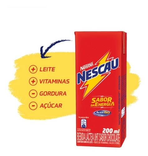Imagem 1 de 4 de Nescau Achocolatado Prontinho Para Beber Nestlé 200 Ml