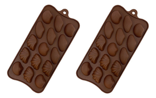 Molde De Silicon Conchas Chocolate Reposteria 2 Pzs Vencort Color Marrón