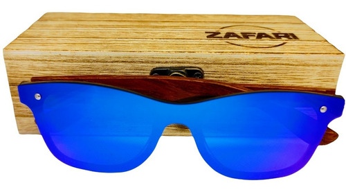 Gafas Lentes De Sol Azul Protección Uv 400 Varillas Madera
