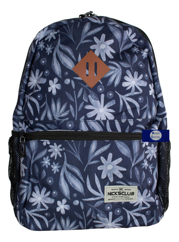 Mochila Nicks Club Eco Moda Diseño Juvenil Urbana Color Azul/blanco Diseño De La Tela Flor