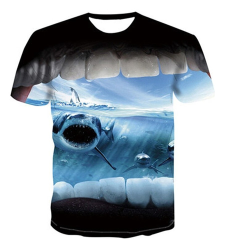 Playera De Tiburón Marino Impresa En 3d De Moda Infantil