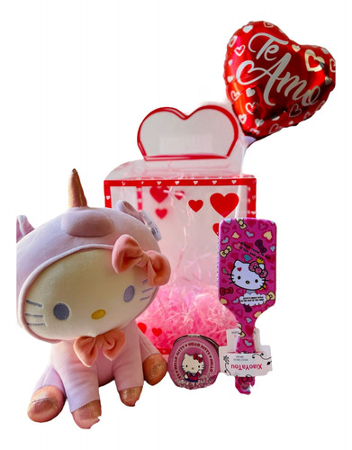 Caja Sorpresa San Valentin Peluche Y Productos Hello Kitty 