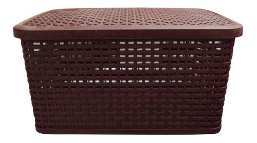 Canasta Rattan Chocolate Con Tapa Paq  4 Pzas