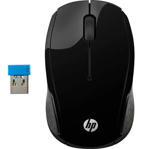 Mouse Sem Fio HP 200 Oman Preto - com Sensor Óptico de até 1000 DPI, Ambidestro, Conexão Wireless com Receptor Nano de 2.4GHz e até 10 m de Distância (X6W31AA)