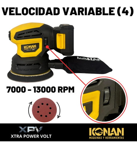 Multilijadora 3 En 1 Konan A Batería 20v Xtra Power Volt Amarillo 50