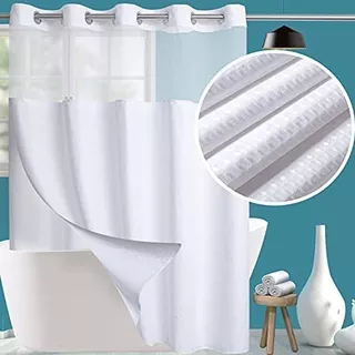 Hotel Grade Fabric Shower Curtain Set With Snap In Liner For