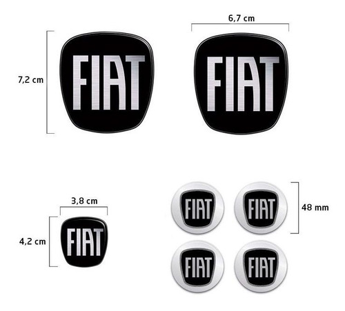 Imagem 9 de 9 de 7 Adesivos Emblema Fiat Preto Novo Palio