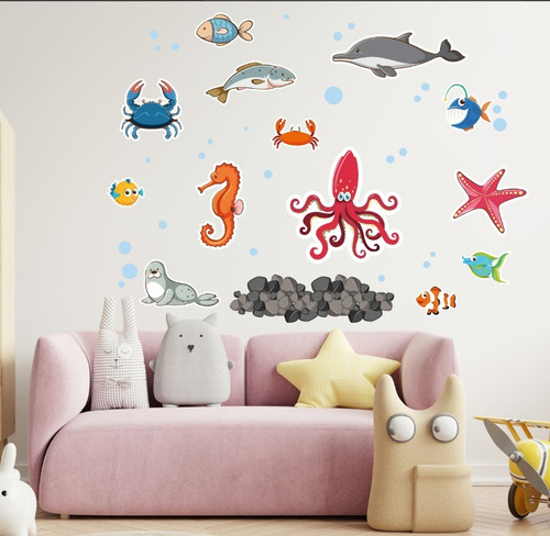 Decoración Cuarto Infantil Animalitos Acuario Peces