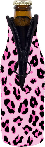 Botella De Cerveza Con Estampado De Leopardo Coolie (1, Rosa