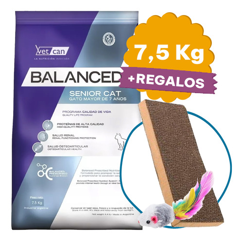 Alimento Vitalcan Balanced Gato 7+ Senior 7,5 Kg + Envío