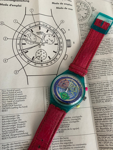 Relogio Swatch Scl 103.crono, Pink Springs. Cx E Manual.1993