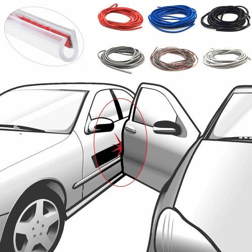 Imagen 6 de 8 de Guarda Protectora Puertas Auto Goma Flexible Negro .x1m T408