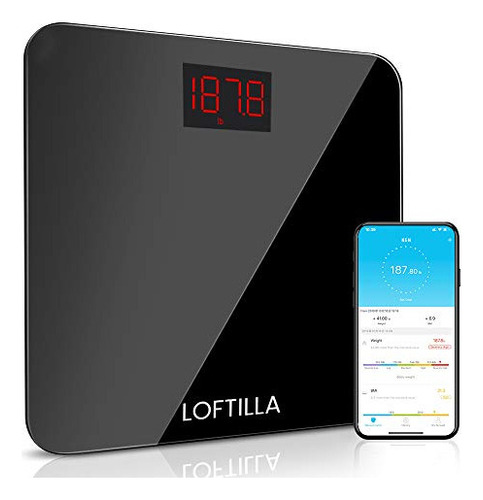 Pesa Digital De Baño Báscula Loftilla Para Peso Corporal, Bá Color Black